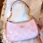 Coach Pink Signature Canvas Shoulder Bag – Women's Designer Handbag