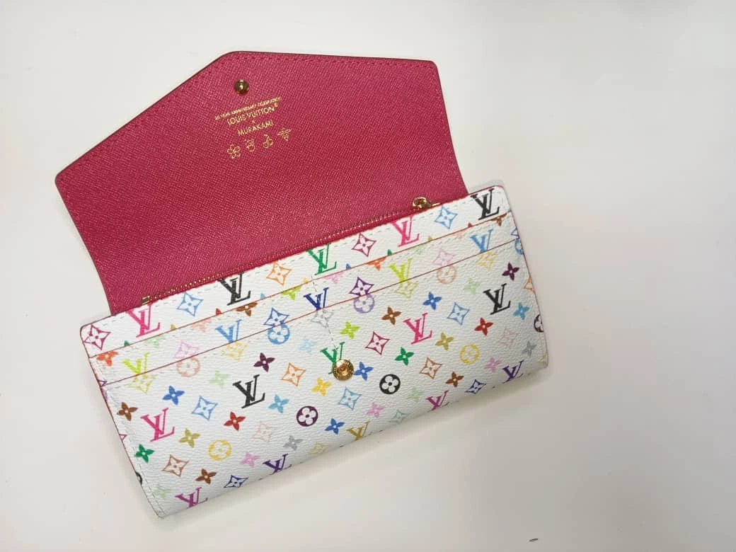Louis Vuitton White Multicolor Takashi Murakami Sarah Long Wallet – Pink Interior