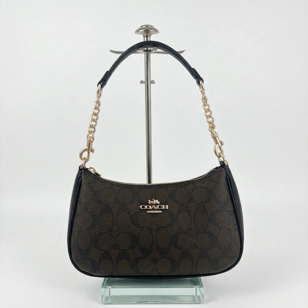 Coach Teri Brown Shoulder Bag CA548 Signature Canvas Outlet New with Box